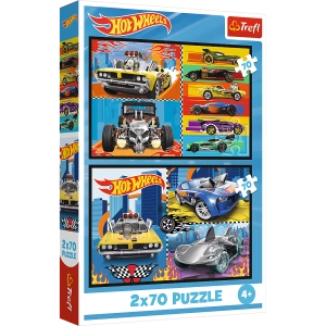 Puzzle - 2x70 - Samochodziki - Hot Wheels - Trefl 34442