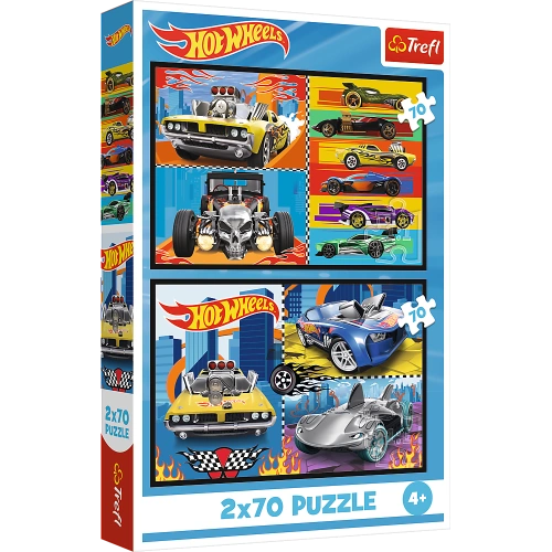 Puzzle - 2x70 - Samochodziki - Hot Wheels - Trefl 34442