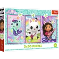 Puzzle - 3x50 - Poznajcie Gabby i kotki - Koci Domek Gabi - Trefl 34876