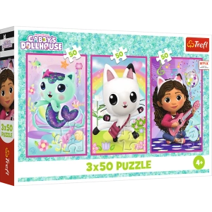 Puzzle - 3x50 - Poznajcie Gabby i kotki - Koci Domek Gabi - Trefl 34876