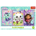Puzzle - 3x50 - Poznajcie Gabby i kotki - Koci Domek Gabi - Trefl 34876