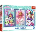 Puzzle - 3x80 - Kolorowe dni Gabby - Koci Domek Gabi - Trefl 34882