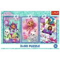 Puzzle - 3x80 - Kolorowe dni Gabby - Koci Domek Gabi - Trefl 34882