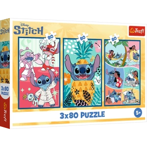 Puzzle - 3x80 - Świat Stitcha - Trefl 34885