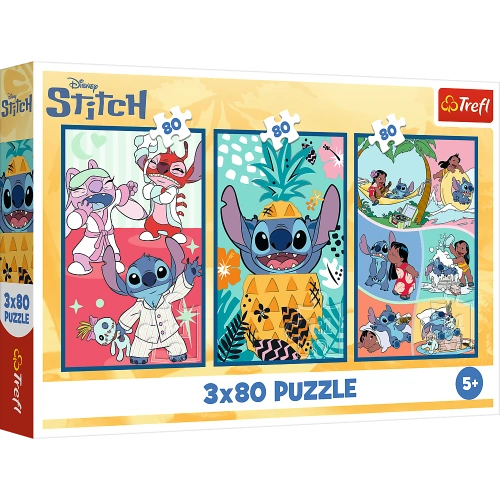 Puzzle - 3x80 - Świat Stitcha - Trefl 34885