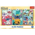 Puzzle - 3x80 - Świat Stitcha - Trefl 34885