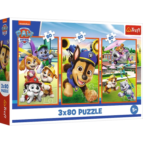 Puzzle - 3x80 - Psia zgraja - Psi Patrol - Trefl 34886