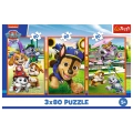 Puzzle - 3x80 - Psia zgraja - Psi Patrol - Trefl 34886