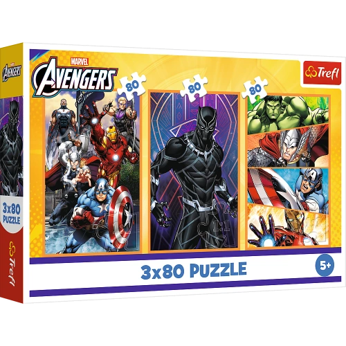 Puzzle - 3x80 - Dni pełne akcji - Disney Marvel The Avengers - Trefl 34883
