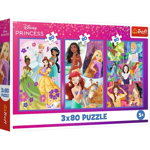 Puzzle - 3x80 - Księżniczki przyjaciółki - Disney Princess - Trefl 34884