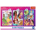 Puzzle - 3x80 - Księżniczki przyjaciółki - Disney Princess - Trefl 34884