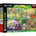 Puzzle - 4x250 - Zakręcony świat Ricka i Morty`ego - Warner Rick and Morty - Trefl 13338