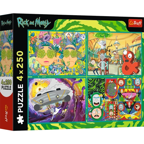 Puzzle - 4x250 - Zakręcony świat Ricka i Morty`ego - Warner Rick and Morty - Trefl 13338
