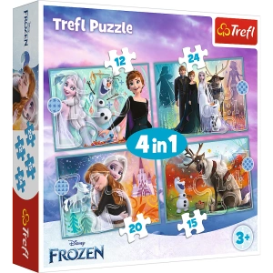 Puzzle - 4w1 (12, 15, 20, 24) - Niezwykły świat Frozen - Kraina Lodu - Trefl 34381