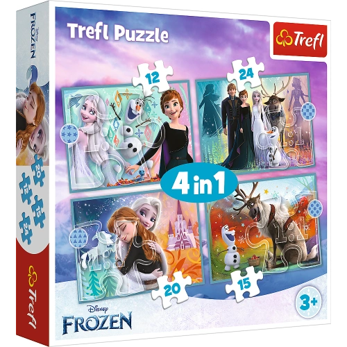 Puzzle - 4w1 (12, 15, 20, 24) - Niezwykły świat Frozen - Kraina Lodu - Trefl 34381