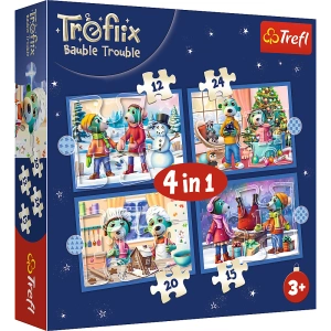 Puzzle - 4w1 (12, 15, 20, 24) - U Treflików pada śnieg - Rodzina Trefilków - Trefl 34657