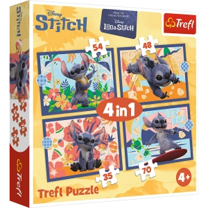 Puzzle - 4w1 (25, 48, 54, 70) - Wakacje na Hawajach - Disney Stitch - Trefl 34666