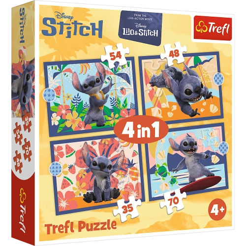 Puzzle - 4w1 (25, 48, 54, 70) - Wakacje na Hawajach - Disney Stitch - Trefl 34666