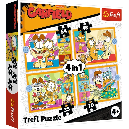 Puzzle - 4w1 (35, 48, 54, 70) - Garfield Kocha lazanię - Trefl 34673