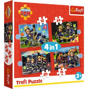 Puzzle - 4w1 (12, 15, 20, 24) - Przygody strażaka Sama - Strażak Sam - Trefl 34632