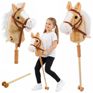Hobby Horse Koń na Kiju Beżowy 100 cm z Dźwiękami Galopu i Rżenia