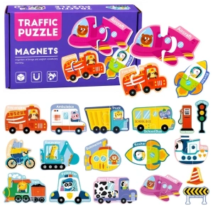 Puzzle magnetyczne Pojazdy – zestaw 30 elementów