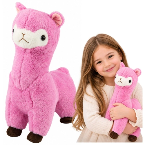 Pluszowa Alpaka Lama Maskotka Przytulanka Miękkie Futerko Różowa 38 cm