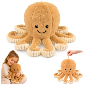 Pluszowa ośmiornica maskotka ze sprężystymi mackami beżowa 30 cm