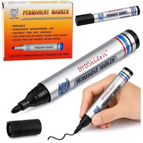 Marker Pisak Wodoodporny Permanentny Ścięta Końcówka Czarny
