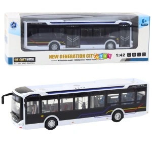 Lean Toys Autobus Metalowy Miejski ze Światłami i Dźwiękiem 1:42 Biały