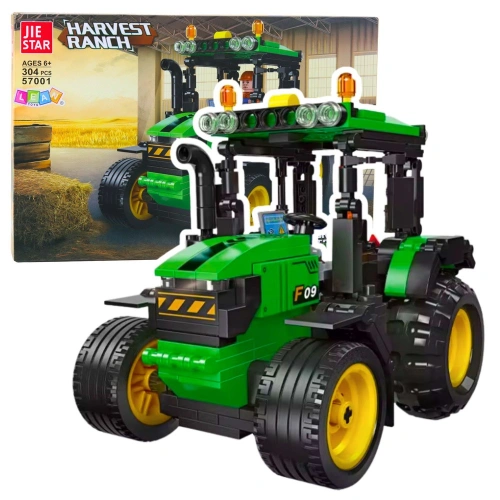 Klocki Konstrukcyjne Traktor Farmerski Rolniczy Zielony 304 el.