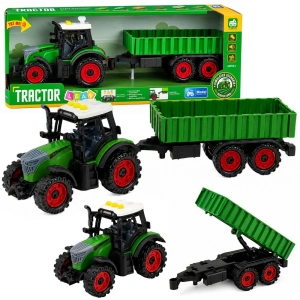 Traktor farmerski z przyczepą rolniczą, napęd frykcyjny, światła i dźwięk, 35 cm