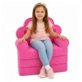 Rozkładany Fotel Sofa Leżanka z Koroną 2W1 Dla Dzieci Miękki Różowy