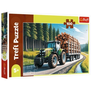 Puzzle Trefl 100 elementów – Ciągnik leśny