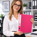 Segregator Na Dokumenty A4/80mm Okucie Mechanizm Dźwigniowy Różowy