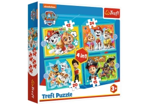 Puzzle 4w1 (12, 15, 20, 24) Wesoła ekipa Psiego Patrolu – Psi Patrol – Trefl