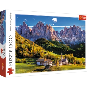 Puzzle 1500 elementów Dolina Val di Funes, Dolomity, Włochy Trefl 26163