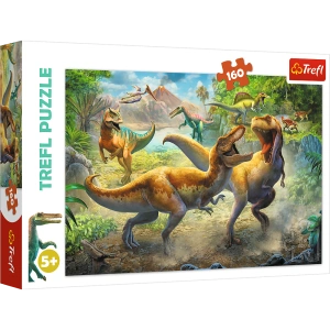 Puzzle 160 elementów Walczące Tyranozaury Trefl