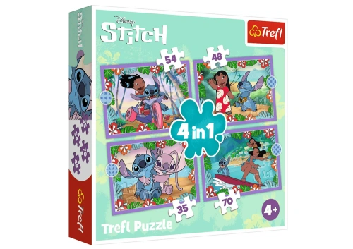 Puzzle - 4w1 (35, 48, 54, 70) - Szalony dzień Lilo i Stitch - Trefl 34633