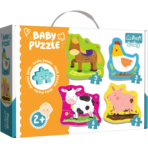 Puzzle - Baby Classic - Zwierzęta na wsi - Konik Kurka Świnka Krówka - Trefl 36070