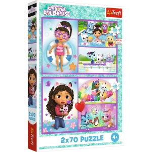 Puzzle - 2x70 - Baw się z Gabby - Koci Domek Gabi - Trefl 34438