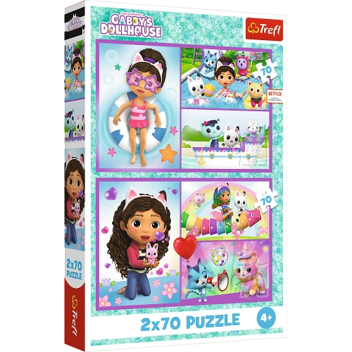 Puzzle - 2x70 - Baw się z Gabby - Koci Domek Gabi - Trefl 34438