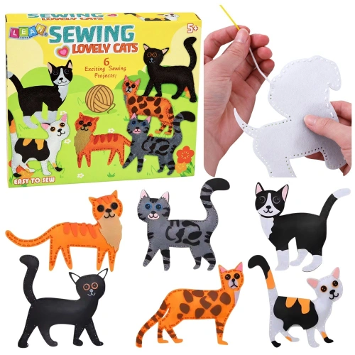 Zestaw Kreatywny Pluszaki Do Szycia Filcowe Maskotki Kotki DIY 6 szt.