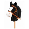 Koń Na Kiju z Kółkami Hobby Horse Dźwięki Galopu Biało-Czarny 100 cm