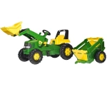 ROLLY TOYS TRAKTOR NA PEDAŁY Z ŁYŻKĄ I PRZYCZEPĄ JUNIOR JOHN DEERE 3-8 LAT 811496