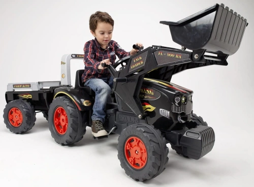 FALK DUŻY TRAKTOR NA PEDAŁY Z PRZYCZEPĄ I ŁYŻKĄ FARM KING 3-7 LAT 1075M
