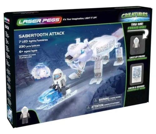 LASER PEGS ŚWIECĄCE KLOCKI ATAK TYGRYSA SZABLOZĘBNEGO 18404