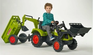FALK DUŻY TRAKTOR NA PEDAŁY Z PRZYCZEPĄ, ŁYŻKĄ I ŁADOWARKĄ CLAAS ARION 3-7 LAT 2070Z