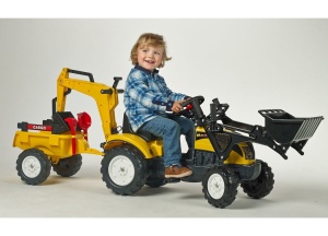 FALK TRAKTOR NA PEDAŁY Z PRZYCZEPĄ, ŁYŻKĄ I ŁADOWARKĄ RANCH TRAC ŻÓŁTY 2055CN