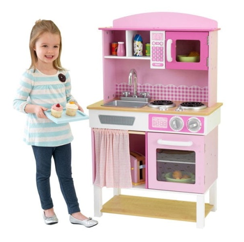 KIDKRAFT DREWNIANA KUCHNIA DO ZABAWY HOME COOKIN' RÓŻOWA 53198